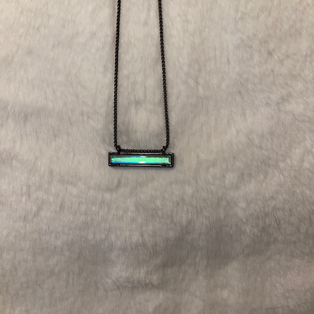 Kendra Scott iridescent bar necklace.